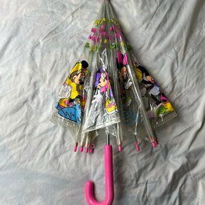Vintage Children's Minnie Mouse Clear Vinyl Disney Umbrella